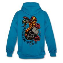 Charger l'image dans la galerie, Sweat-shirt contraste Tete de mort mort hipster skulls death way life cobra - bleu paon/gris chiné