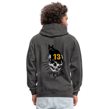 Charger l'image dans la galerie, Sweat-shirt contraste chat noir tete de mort crane tattoo lucky friday numéro 13 - anthracite/noir