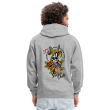 Charger l'image dans la galerie, Sweat-shirt contraste tete de mort tattoo old school dague serpent tomorrow may never come - gris chiné/bleu marine