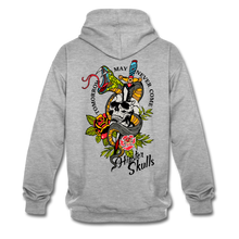 Charger l'image dans la galerie, Sweat-shirt contraste tete de mort tattoo old school dague serpent tomorrow may never come - gris chiné/bleu marine