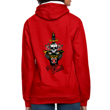 Charger l'image dans la galerie, Sweat-shirt contraste old school hipster skull dague tete de mort panthere yelling - rouge/blanc