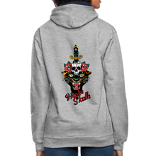 Charger l'image dans la galerie, Sweat-shirt contraste old school hipster skull dague tete de mort panthere yelling - gris chiné/bleu marine