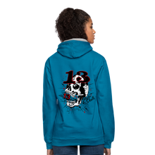Charger l'image dans la galerie, Sweat-shirt contraste hipster skulls numéro 13 old school serie - bleu paon/gris chiné
