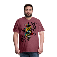 Charger l'image dans la galerie, T-shirt Homme serpent old school tete de mort tattoo dague unkind - rouge bordeaux chiné
