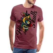 Charger l'image dans la galerie, T-shirt Homme serpent old school tete de mort tattoo dague unkind - rouge bordeaux chiné