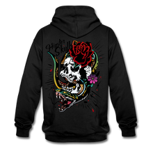 Charger l'image dans la galerie, Sweat-shirt contraste serpent cobra tete de mort old school tattoo art - noir/rouge