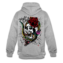 Charger l'image dans la galerie, Sweat-shirt contraste serpent cobra tete de mort old school tattoo art - gris chiné/bleu marine