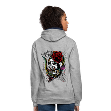 Charger l'image dans la galerie, Sweat-shirt contraste serpent cobra tete de mort old school tattoo art - gris chiné/bleu marine