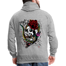 Charger l'image dans la galerie, Sweat-shirt contraste serpent cobra tete de mort old school tattoo art - gris chiné/bleu marine