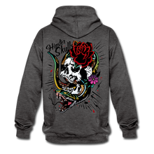 Charger l'image dans la galerie, Sweat-shirt contraste serpent cobra tete de mort old school tattoo art - anthracite/noir