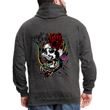 Charger l'image dans la galerie, Sweat-shirt contraste serpent cobra tete de mort old school tattoo art - anthracite/noir