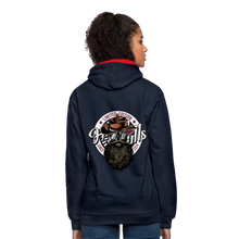 Charger l'image dans la galerie, Sweat-shirt contraste hipster skulls cowboy - bleu marine/rouge