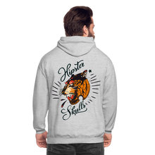 Charger l'image dans la galerie, Sweat-shirt à capuche unisexe hipster skulls tigre old school tatoo signature - gris clair chiné