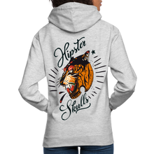 Charger l'image dans la galerie, Sweat-shirt à capuche unisexe hipster skulls tigre old school tatoo signature - gris clair chiné