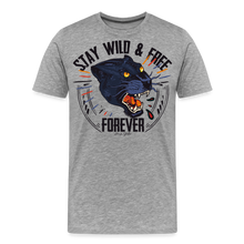 Charger l'image dans la galerie, T-shirt Homme Stay wild and free panther - gris chiné