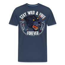 Charger l'image dans la galerie, T-shirt Homme Stay wild and free panther noir - bleu marine