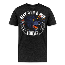 Charger l'image dans la galerie, T-shirt Homme Stay wild and free panther noir - charbon