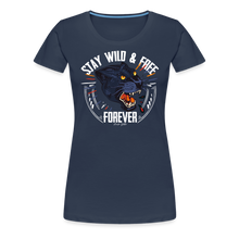 Charger l'image dans la galerie, T-shirt Femme Stay wild and free panther noir - bleu marine
