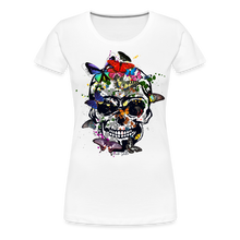 Charger l'image dans la galerie, T-shirt Femme Hipster Crâne Papillons - blanc