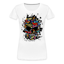 Charger l'image dans la galerie, T-shirt Femme Crâne aux papillons - blanc