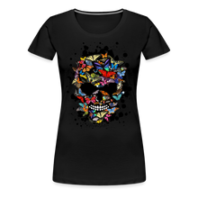 Charger l'image dans la galerie, T-shirt Femme Crâne aux papillons - noir