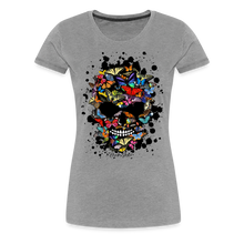 Charger l'image dans la galerie, T-shirt Femme Crâne aux papillons - gris chiné