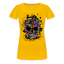 Charger l'image dans la galerie, T-shirt Femme Crâne aux papillons - jaune soleil