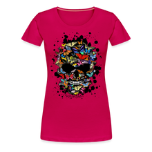 Charger l'image dans la galerie, T-shirt Femme Crâne aux papillons - rubis
