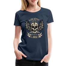 Charger l'image dans la galerie, T-shirt Femme Motorcycle Vintage born to ride - bleu marine