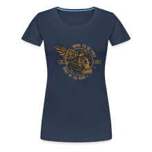 Charger l'image dans la galerie, T-shirt Femme Motorcycle Vintage Born to be free - bleu marine