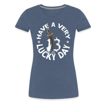 Charger l'image dans la galerie, T-shirt Femme Have a very lucky day noir - bleu chiné