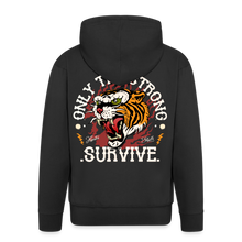 Charger l'image dans la galerie, Sweat-shirt Zippé à capuche Hommes Tiger Strong - noir