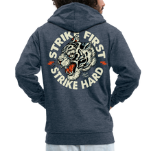 Charger l'image dans la galerie, Sweat-shirt Zippé à capuche Hommes Tiger Strike hard - bleu jeans