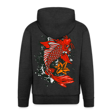 Charger l'image dans la galerie, Sweat-shirt Zippé à capuche Hommes Koi Fish - charbon