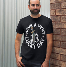 Charger l'image dans la galerie, T-shirt Tattoo old school Homme Have a very lucky day noir