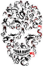 Charger l'image dans la galerie, Homme T-Shirt Tête de mort crâne skull dragon tribal together