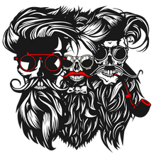 Charger l'image dans la galerie, Femme T-Shirt hipster skull Tête de mort crâne barbe et barbu moustache trio