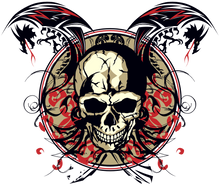 Charger l'image dans la galerie, Homme T-Shirt Tête de mort Crâne skull Dragon Tribal twin (6633758884019)