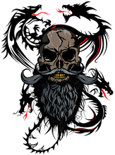 Charger l'image dans la galerie, Homme T-Shirt Tête de mort dragon tribal hipster skull crâne à barbe caïd