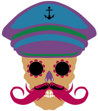 Charger l'image dans la galerie, Femme T-Shirt Tête de mort hipster skull à moustache crâne kepi encre