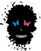 Charger l'image dans la galerie, Homme T-Shirt Tête de mort skull crâne papillon total black (6677913043123)