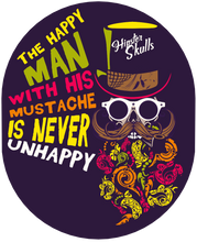 Charger l'image dans la galerie, Homme T-Shirt hipster skull Tête de mort crâne à barbe et moustache unhappy