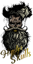 Charger l'image dans la galerie, Femme T-Shirt Tête de mort hipster skull barbe et moustache crâne stars exa