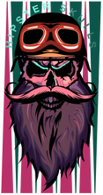 Charger l'image dans la galerie, Femme T-Shirt Tête de mort hipster skull crâne barbe moustache et casque