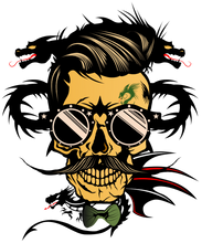 Charger l'image dans la galerie, Femme T-Shirt hipster skull dragon tribal Tête de mort crâne lunettes ronde tatouage