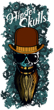 Charger l'image dans la galerie, Homme T-Shirt hipster skull Tête de mort barbe crâne barbu chapeau melon lunettes de soleil