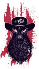 Charger l'image dans la galerie, Homme T-Shirt hipster skull Tête de mort crâne barbu et moustachu cowboy revolutionary