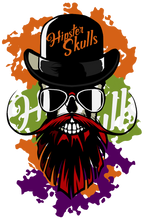 Charger l'image dans la galerie, Homme T-Shirt Tête de mort hipster skull crâne barbe et chapeau melon flourish