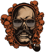 Charger l'image dans la galerie, Femme T-Shirt hipster skull Tête de mort crâne pipe et moustache multiple