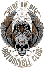 Charger l'image dans la galerie, Femme T-Shirt Tête de mort crâne skull motorcycle club ride or die aigle